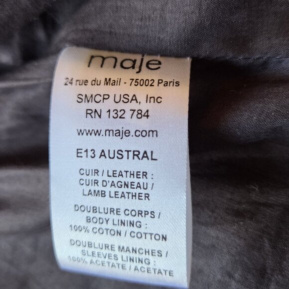 MAJE Leather jacket in midnight blue, size EU 38 - Picture 11 of 12